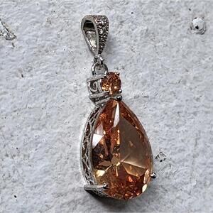 Elegant Silver and Orange Gemstone Necklace